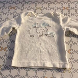 White Long Sleeve Shirt. Size 3 Months